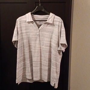 CROFT & BARROW Women's Blue and White Striped Polo Short Sleeve Size 2X